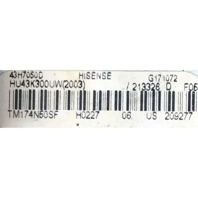 KIT DE TARJETAS PARA TV HISENSE / MAIN 213326 / RSAG7.820.6715/ROH / FUENTE 207308 / RSAG7.820.5687/ROH / T-CON 5543T10C02 / 55T32-COF CTRL BD / PANEL HD426K3U51-T1/S3/GM/ROH / MODELO 43H7050D / 43h7c - Imagen 2